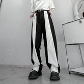 Hearujoy Men's Trousers Korean Style Fashion Highend Black And White Patchwork Straight Casual Pants Trend Autumn Streetwear 9C2406